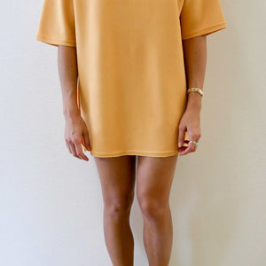 t-shirt bieber femme coffret couture - modèle prêt-à-coudre - version mini robe t-shirt jaune zinc