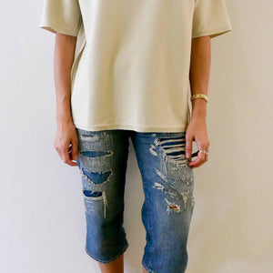 t-shirt bieber femme coffret couture - modèle prêt-à-coudre - version t-shirt blanc galet