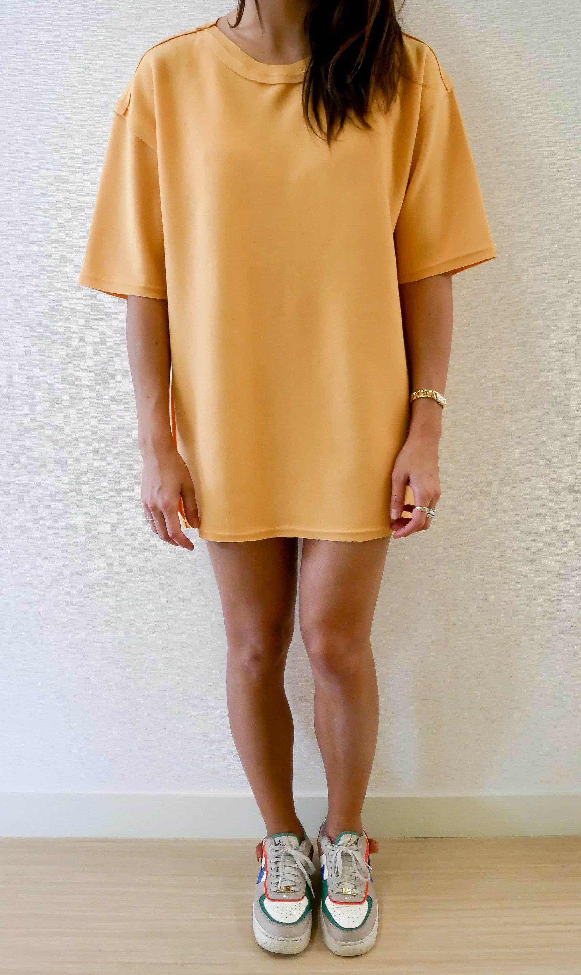 t-shirt bieber femme coffret couture - modèle prêt-à-coudre - version mini robe t-shirt jaune zinc