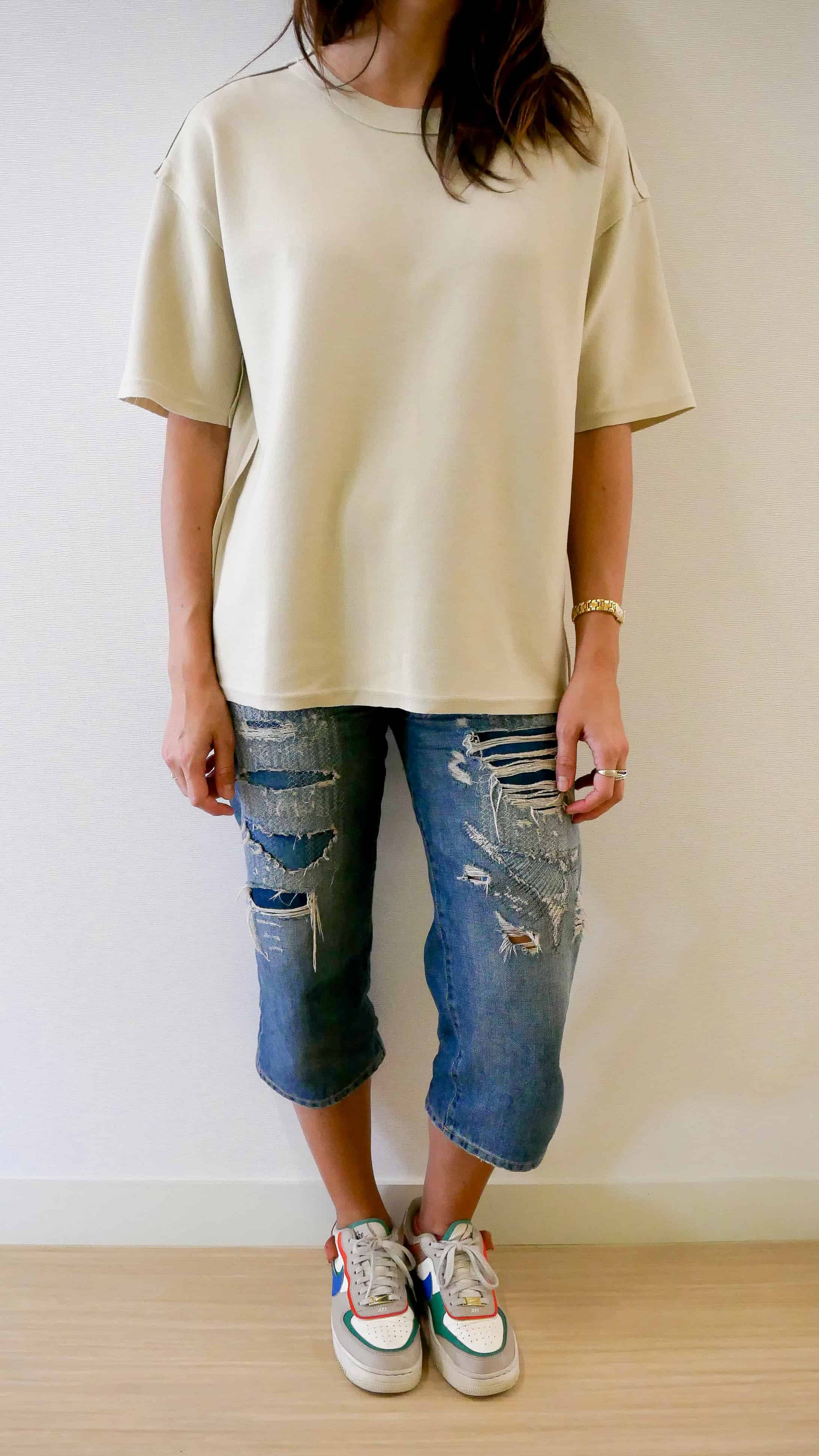 t-shirt bieber femme coffret couture - modèle prêt-à-coudre - version t-shirt blanc galet